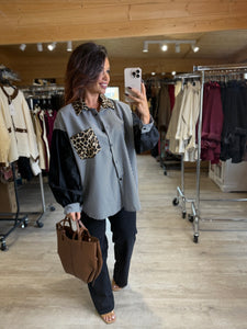 Chemise loose dos léopard noir TATIANA (38 au 48)