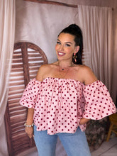 Charger l'image dans la galerie, Top à épaules dénudées rose à pois CÉLESTIA (36 au 40)