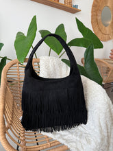 Charger l&#39;image dans la galerie, Grand sac noir a lanières ANSIA