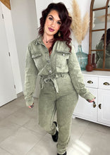 Charger l&#39;image dans la galerie, Combinaison jeans kaki AMINA ( 34 au 38 )