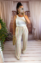 Charger l'image dans la galerie, Pantalon gaz de coton rayé turquoise   ( 34 au 46 ) New