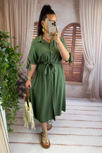 Charger l'image dans la galerie, Robe chemise mi longue kaki LEANNE (36 au 42)