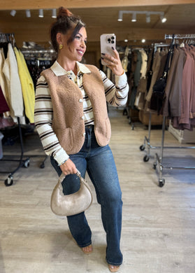 Gilet sans manche moumoute Camel clair  DITA (36 au 48)