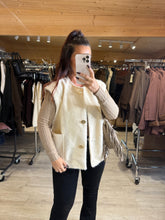 Charger l&#39;image dans la galerie, Gilet sans manches boutons doré écru LOLITA (36 au 44)