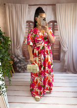 Charger l'image dans la galerie, Robe longue à motif rose/orange/kaki PATRICE (40 au 48)