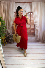 Charger l'image dans la galerie, Robe noeud rouge foncé MELBA (34 au 48)