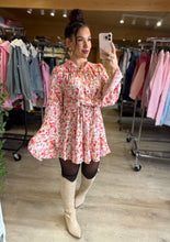Charger l'image dans la galerie, Robe patineuse fleuri rose/orange HARZEL (34 au 42)
