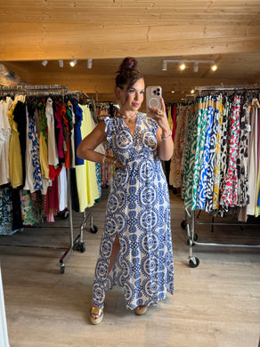Robe Izïa motif bleu arabesque ( reste taille s/m , m/l )