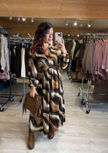Charger l&#39;image dans la galerie, Robe longue camel/choco/écru CLEMENTINE (36 au 48)