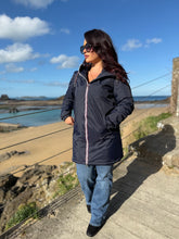 Charger l&#39;image dans la galerie, Imperméable fouré polaire  bleu marine LAURE (36 au 48)