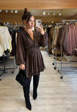 Charger l&#39;image dans la galerie, Robe chocolat pois noir CHARLOTTE (36 au 40)