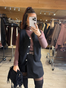 Gilet sans manches moumoute noir DITA  (36 au 48)