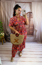 Charger l'image dans la galerie, Robe rouge motif orange bordeaux team petite TALI (40 au 48)