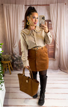 Charger l'image dans la galerie, Chemise vichy col Claudine camel ORLANE (36 au 48)