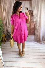 Charger l'image dans la galerie, Robe chemise gaz de coton rose ANOUK (34 au 40 )