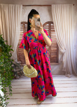 Charger l'image dans la galerie, Robe longue motif fuchsia CORAL (36 au 48)