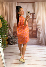 Charger l'image dans la galerie, Robe chemise manche 3/4 carreaux orange AMELA ( 36 au 44) New