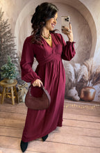 Charger l&#39;image dans la galerie, Robe longue bordeaux LUMI ( 40 au 48)
