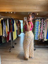 Charger l&#39;image dans la galerie, Pantalon rayé jaune fleurs gaz de coton ( 34 au 46 )