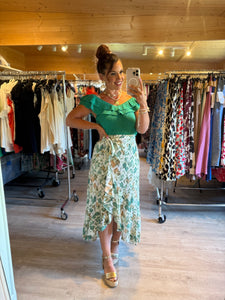 Jupe style portefeuille Baila verte ( 34 au 48 )