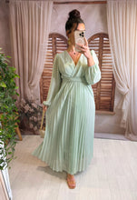 Charger l'image dans la galerie, Robe plissée torsade vert d'eau LUNA (36 au 42)