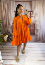 Charger l'image dans la galerie, Robe courte lisse gaz de coton orange FANNY (36 au 46)