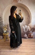 Charger l&#39;image dans la galerie, Longue robe noir manche dentelle ISADORA (36 au 48) ⭐️