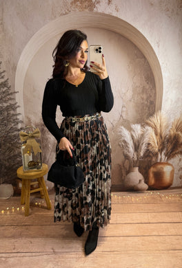 Jupe longue plissée léopard marron GABY (36 au petit 46) ⭐️