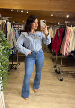 Charger l'image dans la galerie, Chemise rayé col Claudine bleu FANTINE (36 au 48)