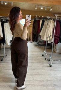 Pull côtelé camel MAISSANE (taille unique, 34 au 42)