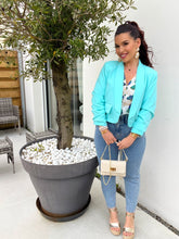 Charger l&#39;image dans la galerie, Blazer court turquoise MIA ( taille 36 au 48 )