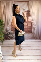 Charger l'image dans la galerie, Robe chemise mi longue bleu marine ( 36 au 48)