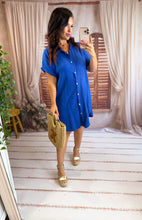 Charger l'image dans la galerie, Robe chemise gaz de coton bleu ANOUK (34 au  40 )