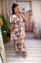 Charger l'image dans la galerie, Robe blanc motif fleuri rose team petite TALI (40 au 48)