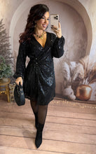 Charger l'image dans la galerie, Robe à sequins noir MEGARA (36 au 48)