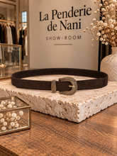 Charger l'image dans la galerie, Ceinture fine élastique chocolat CLÉO
