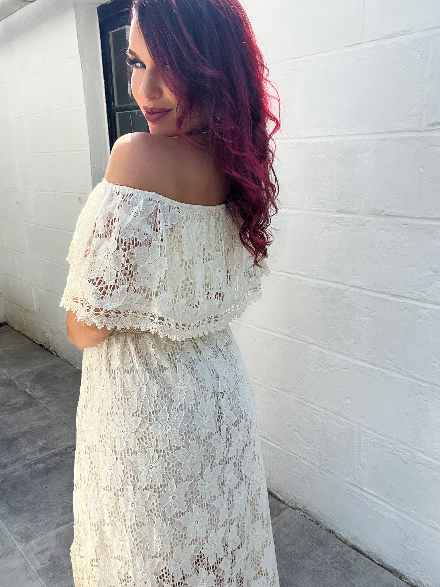 Robe discount dentelle beige